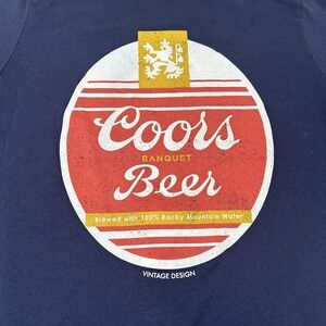 Coors Banquet Beer Shirt Mens Small Navy Vintage Design Soft Graphic Tee T-Shirt